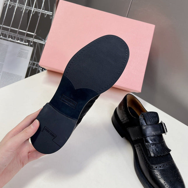 UNIQUE THICK-SOLED OXFORD SHOES BLACK CALFSKIN