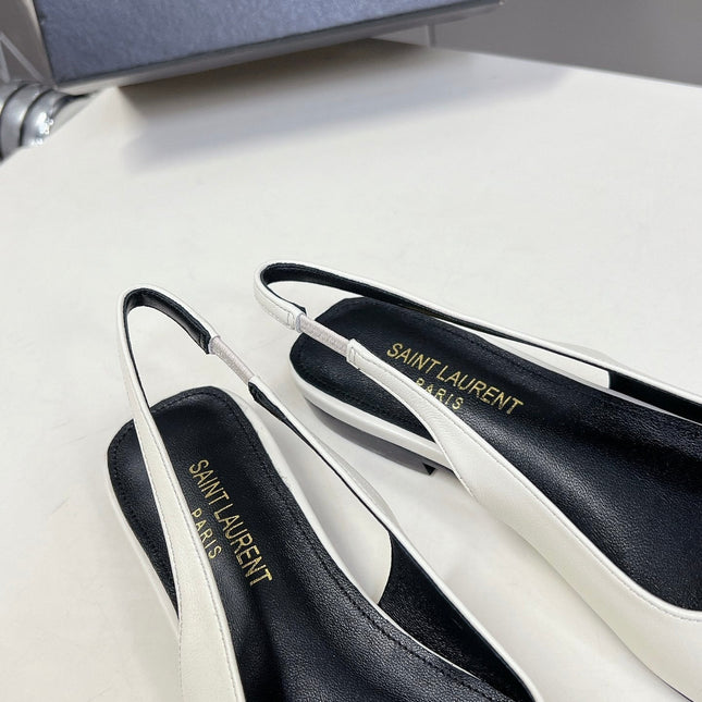 SL SQUARE BUCKLE SLINGBACK WHITE CALFSKIN
