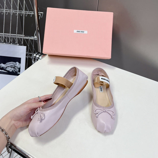 BALLET FLAT SHOES PASTEL PINK SHEEPSKIN