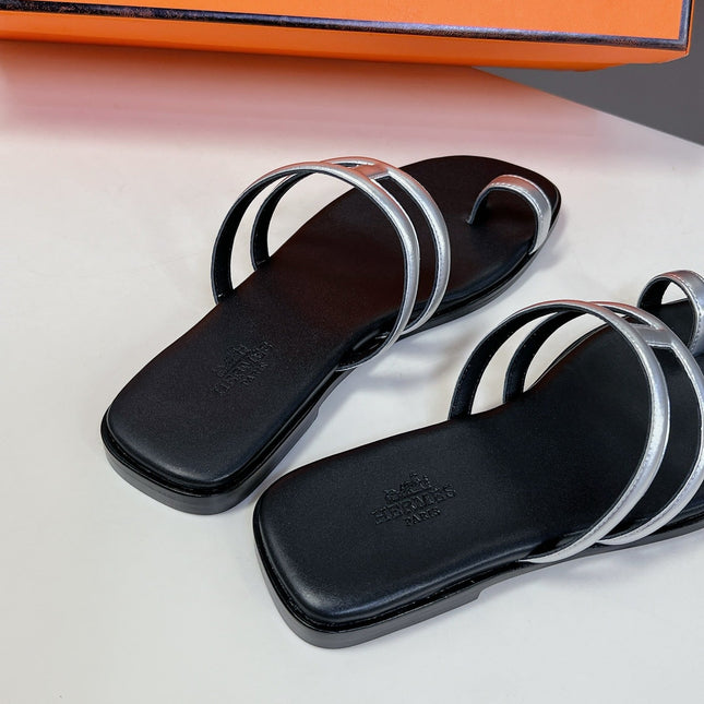 Georgia Sandals Silver Black Calfskin
