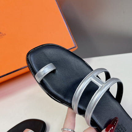 Georgia Sandals Silver Black Calfskin