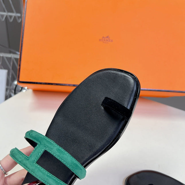 Georgia Sandals Teal Suede Black Calfskin