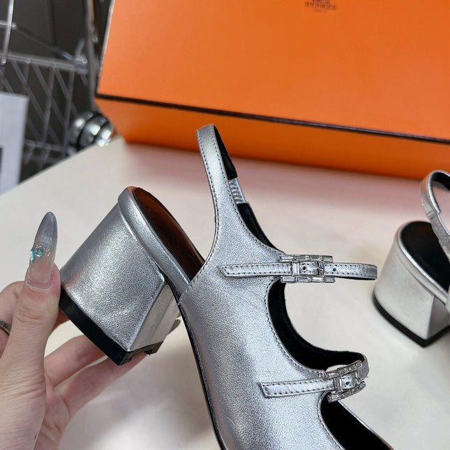 JACKIE 50 PUMP SILVER LAMBSKIN