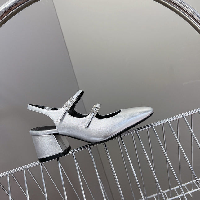 JACKIE 50 PUMP SILVER LAMBSKIN