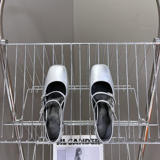 JACKIE 50 PUMP SILVER LAMBSKIN