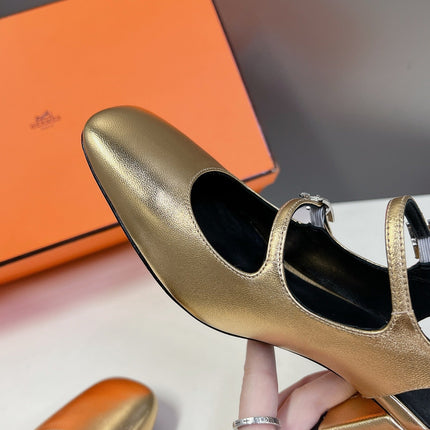 JACKIE 50 PUMP METALLIC GOLD LAMBSKIN