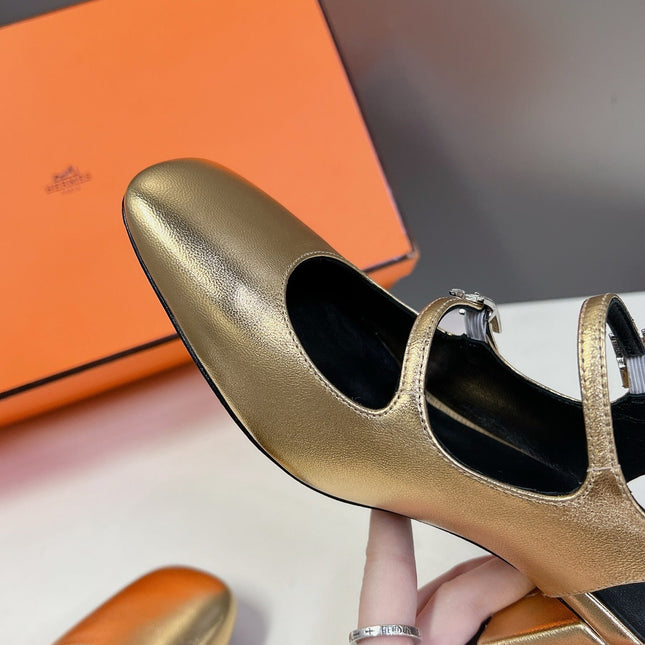 JACKIE 50 PUMP METALLIC GOLD LAMBSKIN