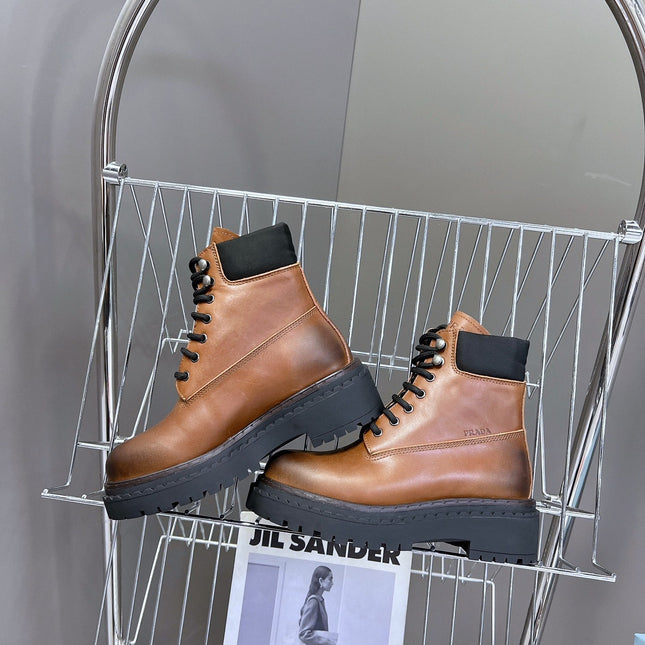 PRA LACE-UP BOOTS OMBRE CARAMEL CALFSKIN