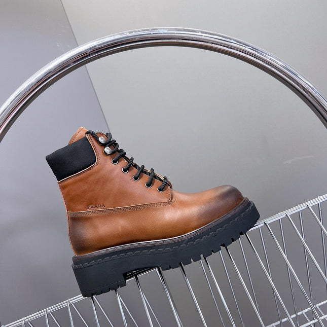 PRA LACE-UP BOOTS OMBRE CARAMEL CALFSKIN