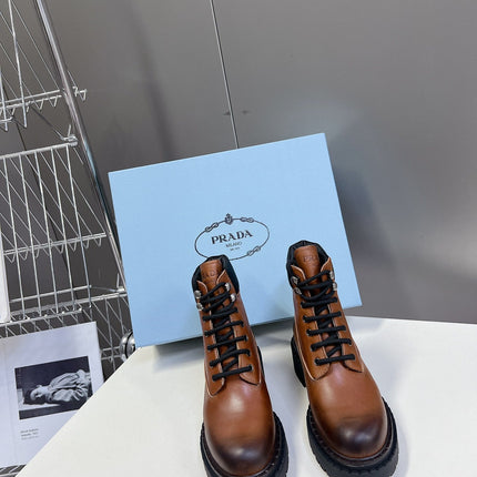 PRA LACE-UP BOOTS OMBRE CARAMEL CALFSKIN