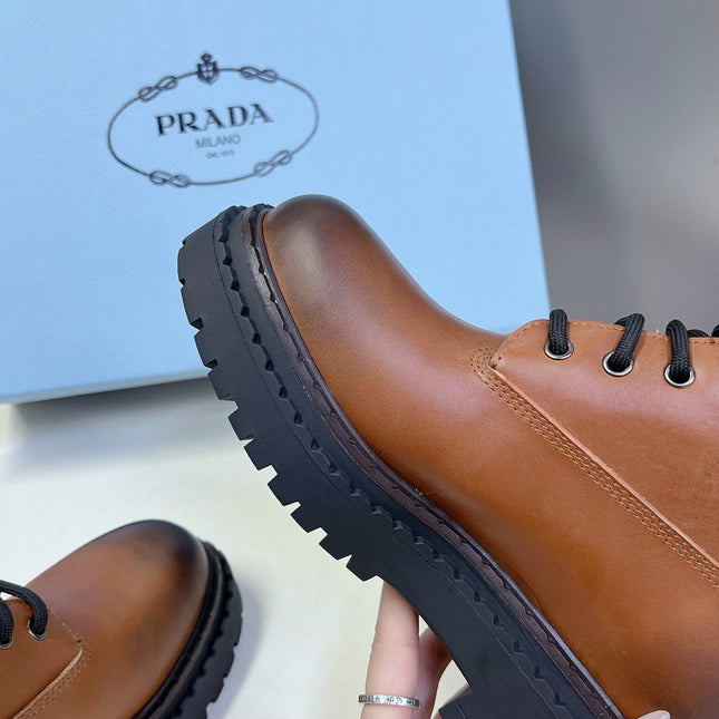 PRA LACE-UP BOOTS OMBRE CARAMEL CALFSKIN