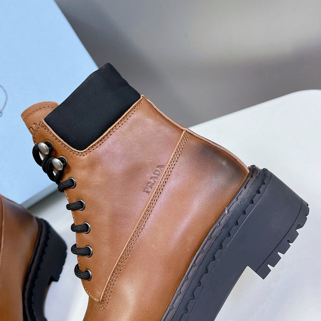 PRA LACE-UP BOOTS OMBRE CARAMEL CALFSKIN