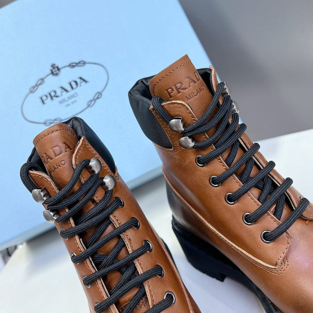 PRA LACE-UP BOOTS OMBRE CARAMEL CALFSKIN