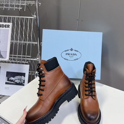 PRA LACE-UP BOOTS OMBRE CARAMEL CALFSKIN