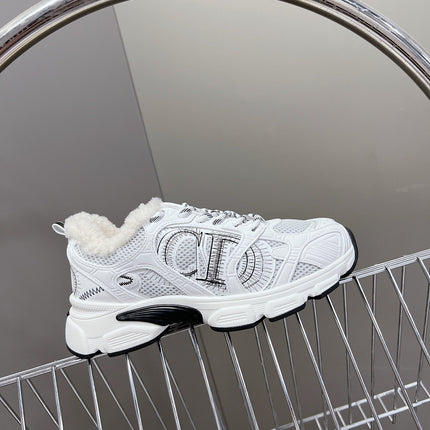 DIOR CHRONO SNEAKER 25S IN WHITE LAMBSKIN AND MESH FABRIC