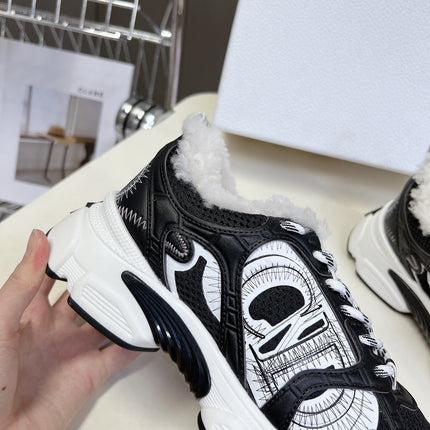 DIOR CHRONO SNEAKER 25S IN BLACK LAMBSKIN AND MESH FABRIC