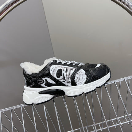 DIOR CHRONO SNEAKER 25S IN BLACK LAMBSKIN AND MESH FABRIC