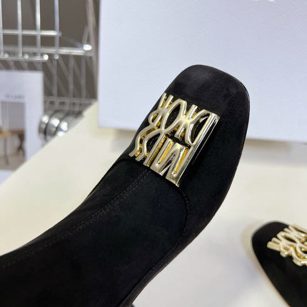 ICON HEELED ANKLE BOOT BLACK SUEDE 8 CM WITH GOLD LOGO