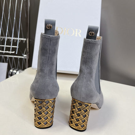 ICON HEELED ANKLE BOOT COOL GRAY SUEDE 8 CM