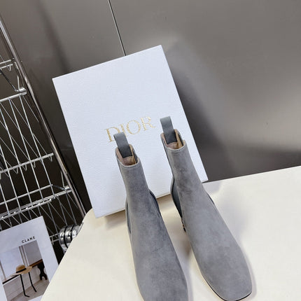 ICON HEELED ANKLE BOOT COOL GRAY SUEDE 8 CM