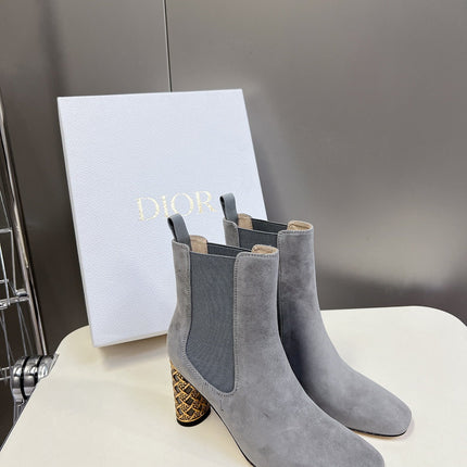 ICON HEELED ANKLE BOOT COOL GRAY SUEDE 8 CM