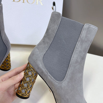ICON HEELED ANKLE BOOT COOL GRAY SUEDE 8 CM
