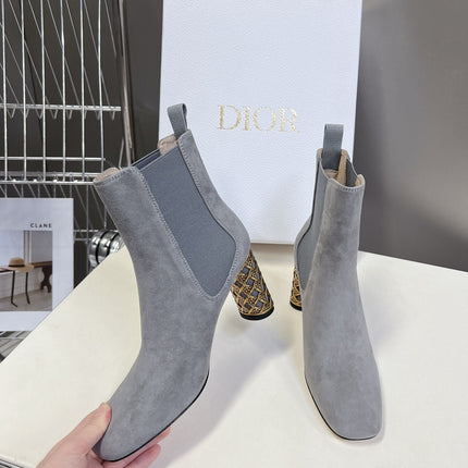 ICON HEELED ANKLE BOOT COOL GRAY SUEDE 8 CM