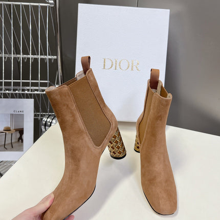 ICON HEELED ANKLE BOOT CIDER BROWN SUEDE 8 CM