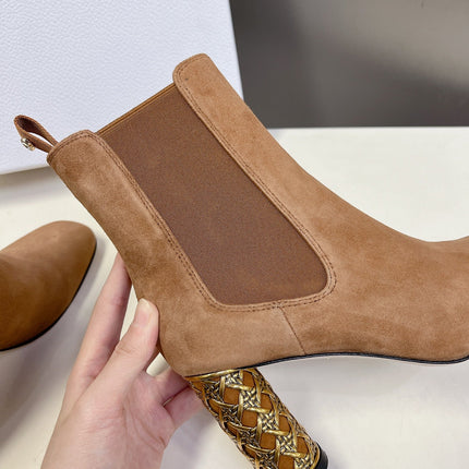 ICON HEELED ANKLE BOOT CIDER BROWN SUEDE 8 CM