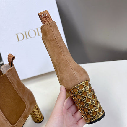 ICON HEELED ANKLE BOOT CIDER BROWN SUEDE 8 CM