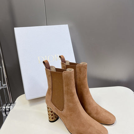 ICON HEELED ANKLE BOOT CIDER BROWN SUEDE 8 CM
