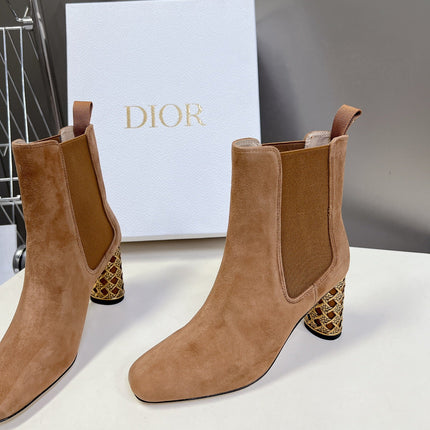 ICON HEELED ANKLE BOOT CIDER BROWN SUEDE 8 CM