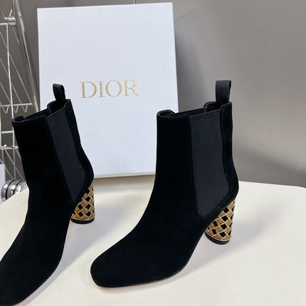 ICON HEELED ANKLE BOOT BLACK SUEDE 8 CM
