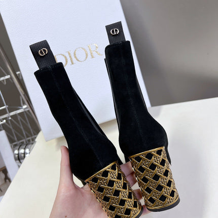 ICON HEELED ANKLE BOOT BLACK SUEDE 8 CM