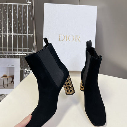 ICON HEELED ANKLE BOOT BLACK SUEDE 8 CM