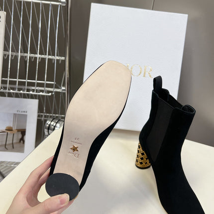 ICON HEELED ANKLE BOOT BLACK SUEDE 8 CM