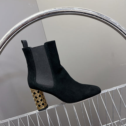 ICON HEELED ANKLE BOOT BLACK SUEDE 8 CM