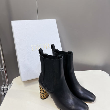 ICON HEELED ANKLE BOOT BLACK CALFSKIN 8 CM