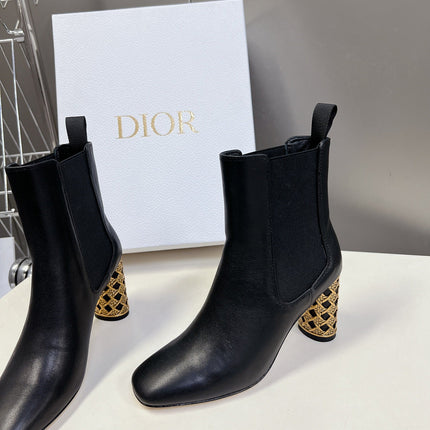 ICON HEELED ANKLE BOOT BLACK CALFSKIN 8 CM