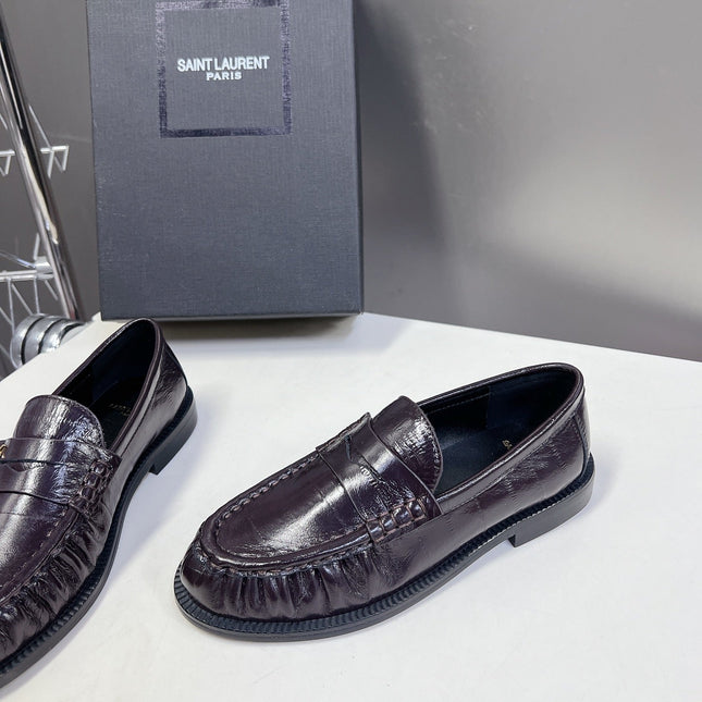 YSL 25S SAINT LAURENT LOAFERS IN DUSTY PLUM CALFSKIN