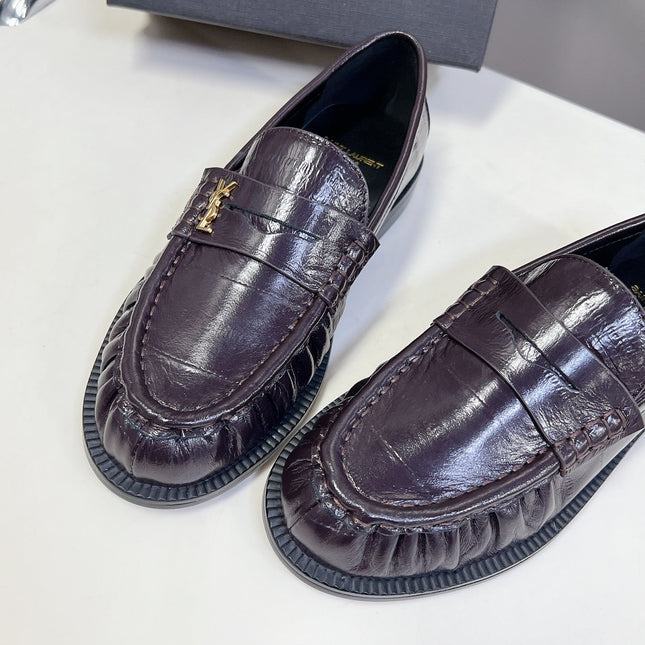 YSL 25S SAINT LAURENT LOAFERS IN DUSTY PLUM CALFSKIN