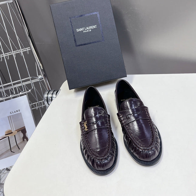 YSL 25S SAINT LAURENT LOAFERS IN DUSTY PLUM CALFSKIN