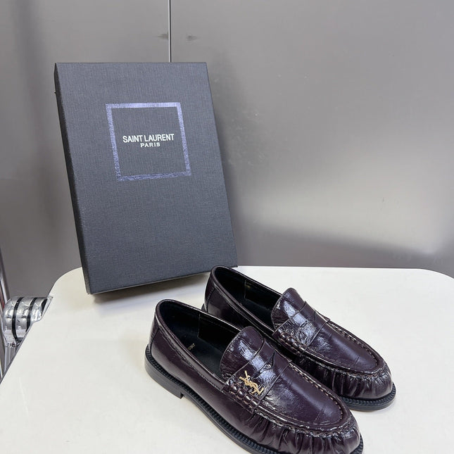 YSL 25S SAINT LAURENT LOAFERS IN DUSTY PLUM CALFSKIN