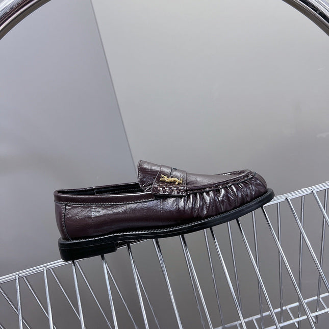 YSL 25S SAINT LAURENT LOAFERS IN DUSTY PLUM CALFSKIN