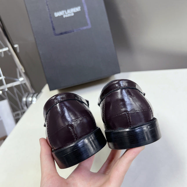 YSL 25S SAINT LAURENT LOAFERS IN DUSTY PLUM CALFSKIN