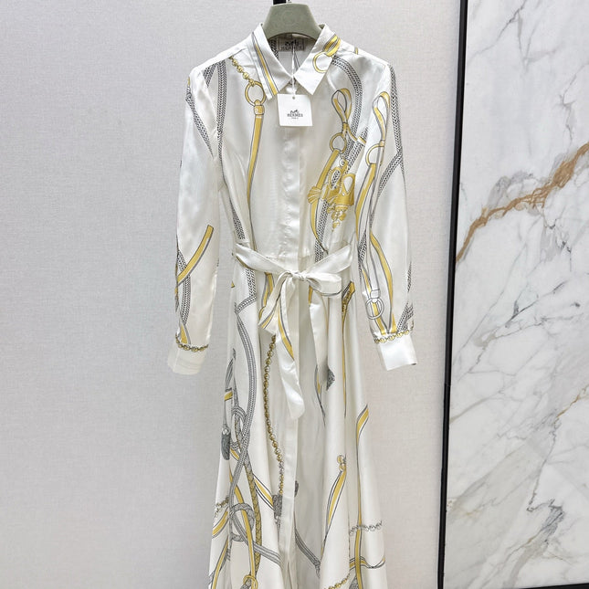 HERMES 25S LONG SILK DRESS 043