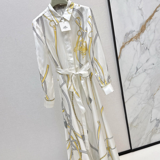 HERMES 25S LONG SILK DRESS 043