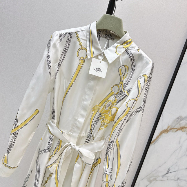 HERMES 25S LONG SILK DRESS 043