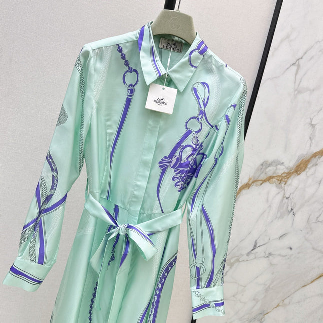 HERMES 25S LONG SILK DRESS 022