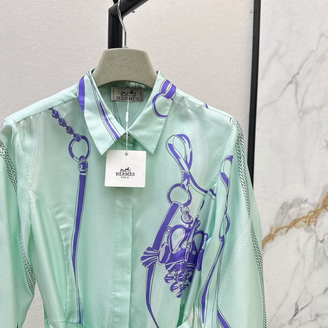 HERMES 25S LONG SILK DRESS 022